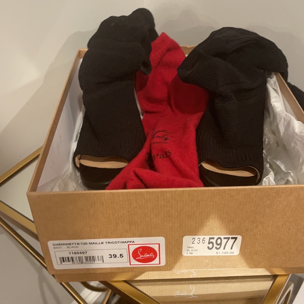 Christian Louboutin 39.5 Maille Tricot Nappa Cheminetta 120 Tall Sock Boots